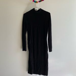 Black turtleneck maternity dress